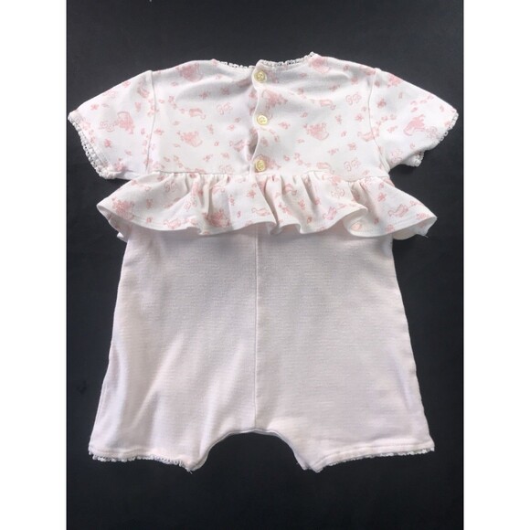 Vintage Petit Bateau Romper Duck Flowers Bodysuit Baby Girl 6 Months White Pink - Picture 9 of 13